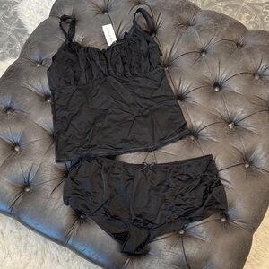 NWT Black Silky Teddy Women's Intimates Set (Size XL)